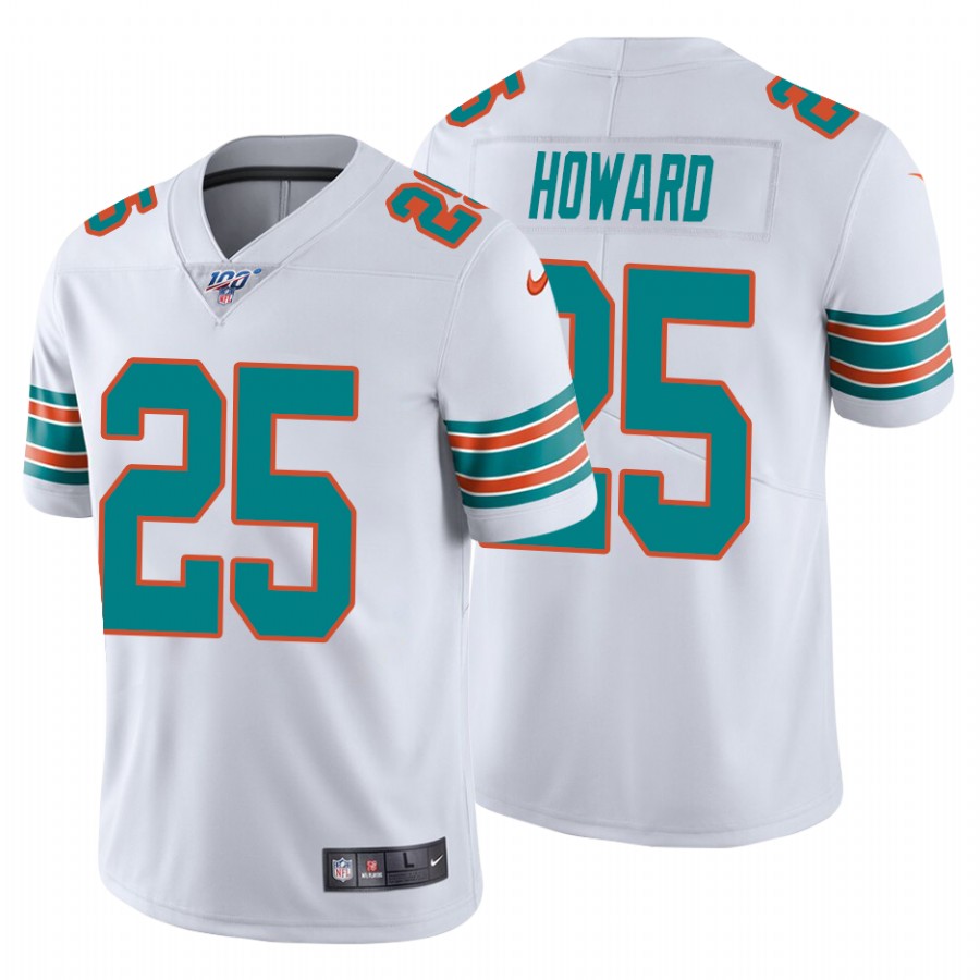 Nike Miami Dolphins 25 Xavien Howard White Alternate Men Stitched NFL 100th Season Vapor Untouchable Limited Jersey